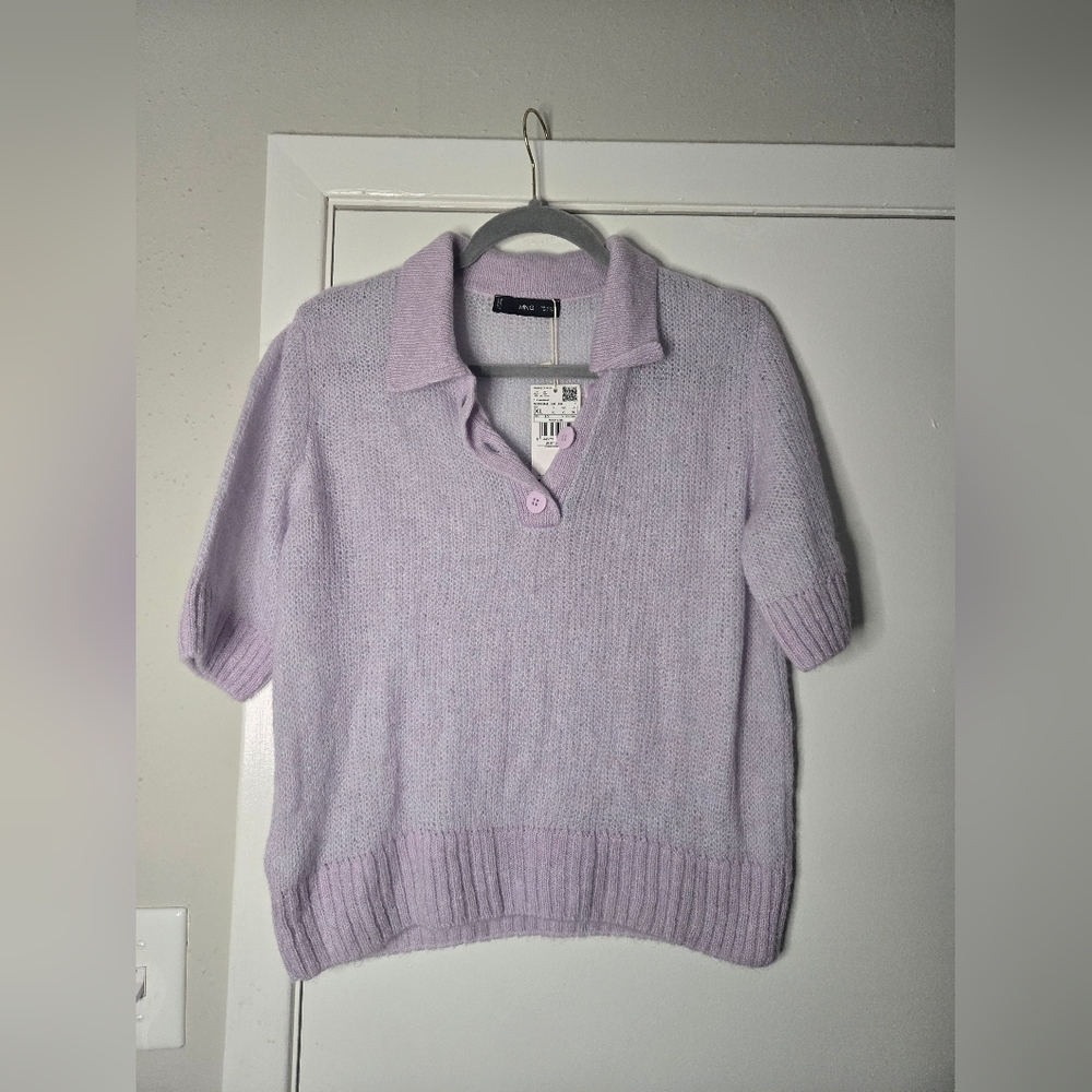 Mango Lilac Short-Sleeve Sweater